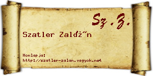 Szatler Zalán névjegykártya